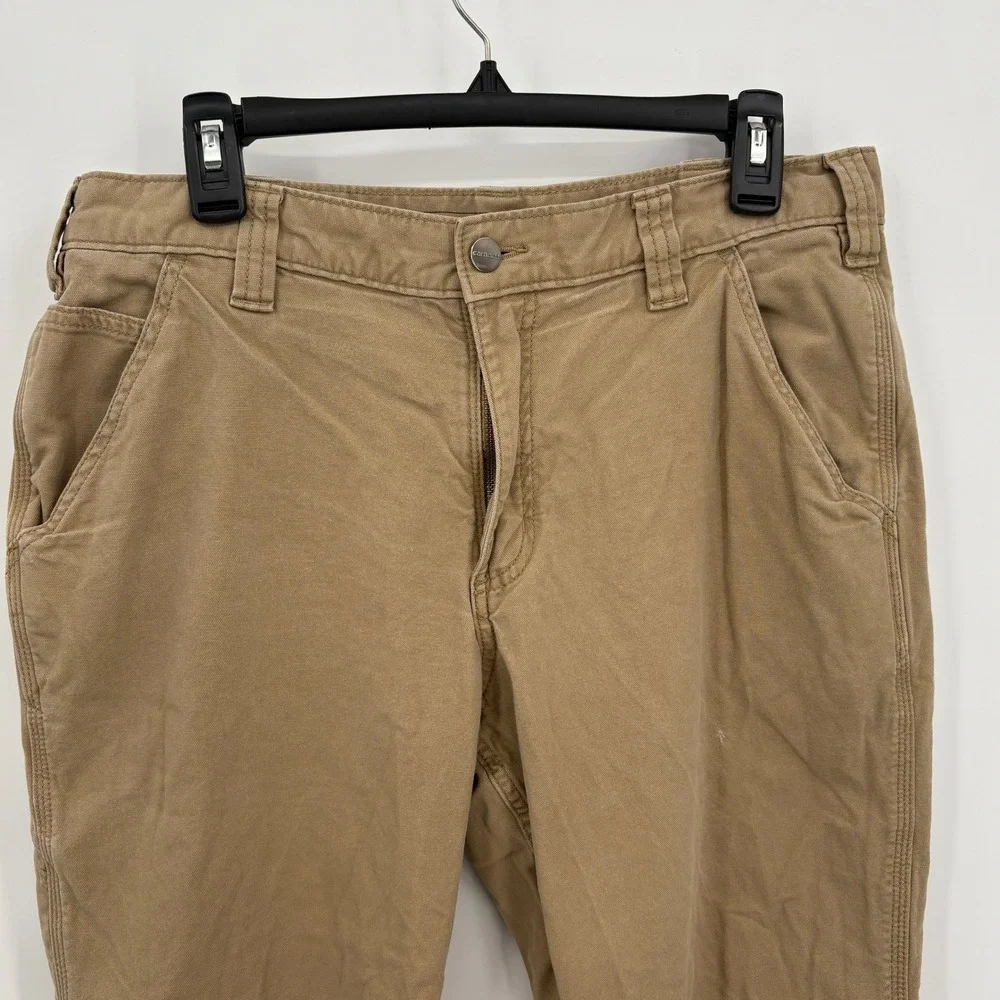 Lot of 2 Carhartt‎ Mens Rugged Flex Relaxed Fit Canvas Work Pants 34x30 Tan